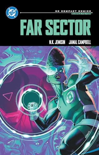Green Lantern Sojourner Mullein with glowing energy rings on a Far Sector comic cover.