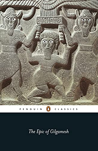 Book cover depicting ancient Mesopotamian relief sculpture for "The Epic of Gilgamesh.