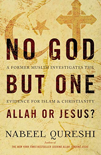 Book cover for No God But One featuring a crescent moon, star, and cross.