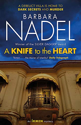 Book cover: dilapidated villa with a figure in a window, dark blue sky.