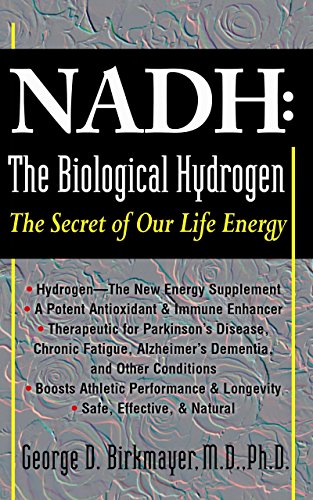 Book cover with large "NADH" title and swirling purple and grey background.