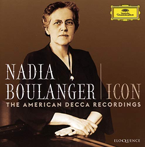 CD cover featuring sepia-toned portrait of Nadia Boulanger with text and logo.