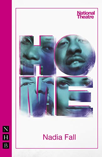 Play script cover with fragmented portrait and bold pink and white text.