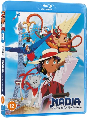 Blu-ray case cover featuring Nadia, a lion cub, and characters near the Eiffel Tower.