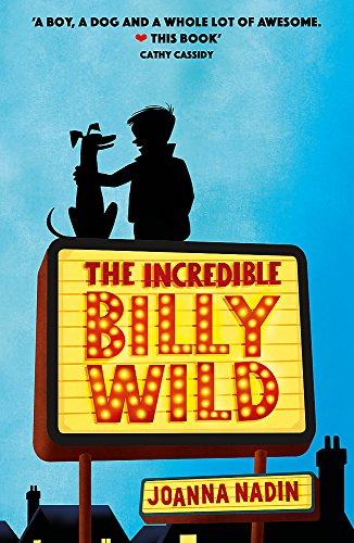 Book cover: Silhouette of boy and dog above a lit marquee sign.