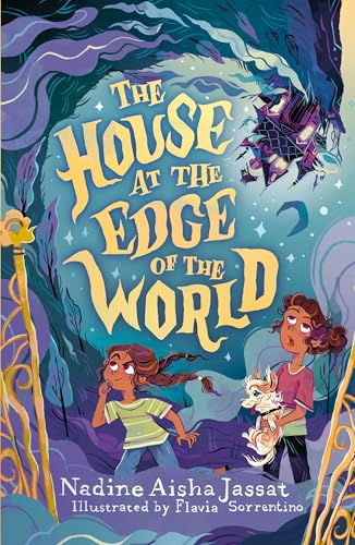Book cover: “The House At The Edge of The World” with two girls and a dog.