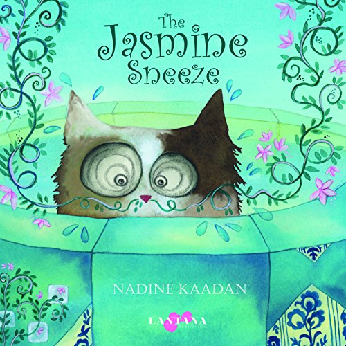 Book cover: illustrated black cat with large eyes, floral decorations.