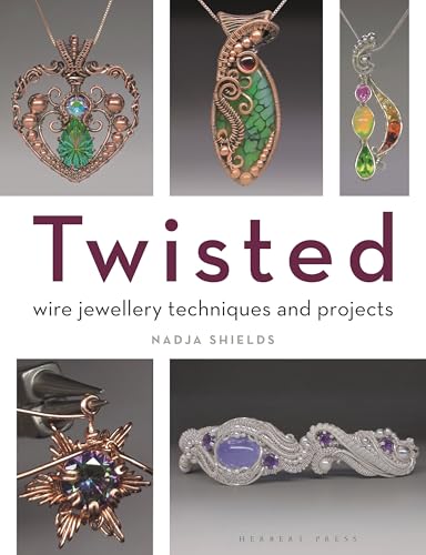 Book cover showing wire-wrapped gemstone jewelry, including pendants and a bracelet, by Nadja Shields.