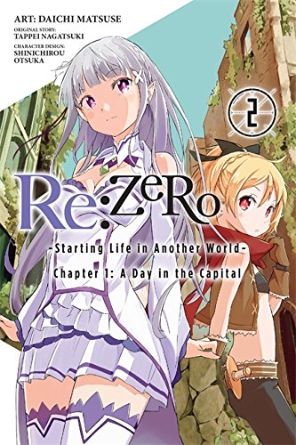 Manga cover featuring Emilia and Felt standing in a city setting.