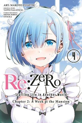 Manga volume cover featuring blue-haired anime girl, Rem, with large eyes.