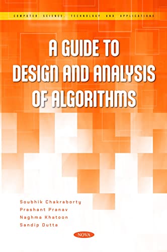 Book cover: "A Guide to Design and Analysis of Algorithms", orange and white.