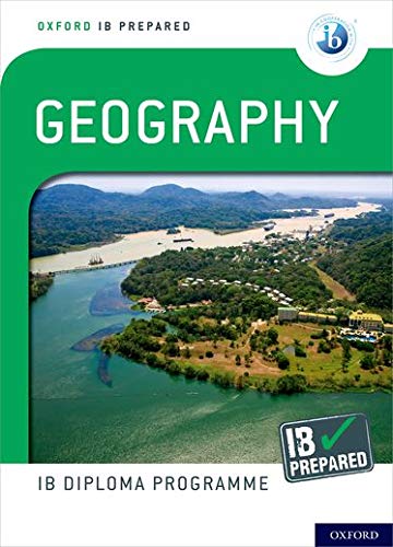 Geography textbook cover with a landscape image of a river and mountains.