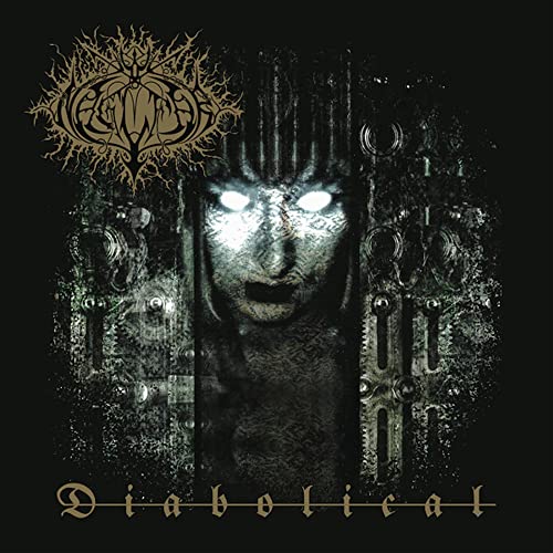 Dark album cover featuring a ghostly face and ornate, thorny logo.