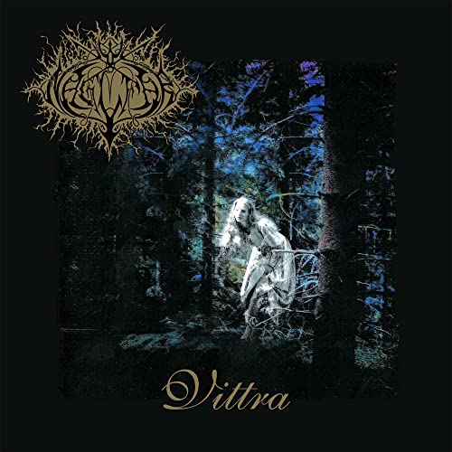 Naglfar album cover: forest scene with a ghostly figure and ornate design.