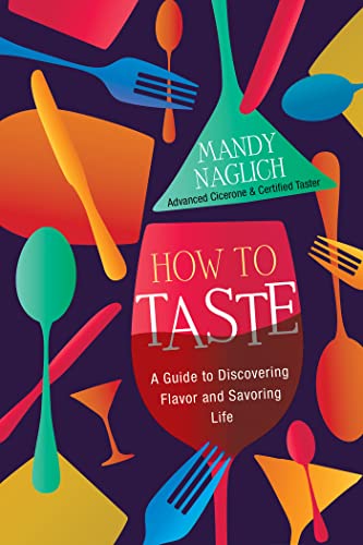 Book cover with colorful cutlery and wine glass, titled "How to Taste.