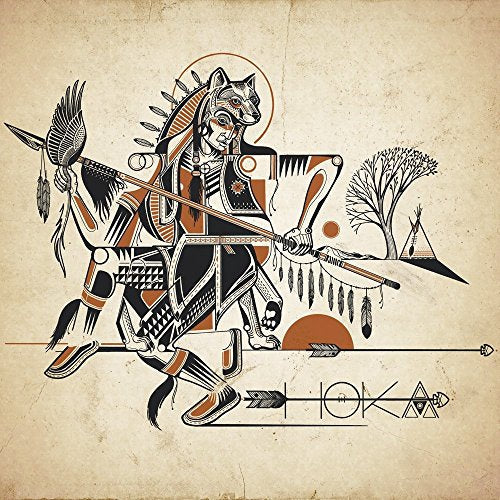 Nahko and Medicine for the People "Hoka" CD cover art, stylized wolf figure.