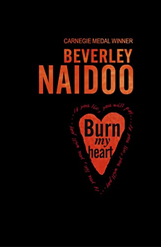 Black book cover with red text and a heart shape; "Burn My Heart" title.