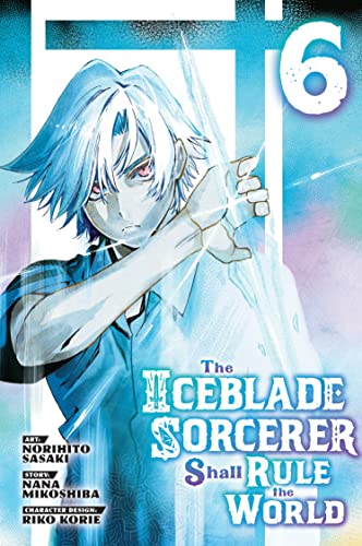 Book cover featuring a young man with blue hair and ice magic.