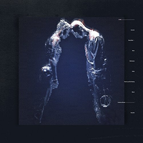 Dark album cover featuring two distorted, abstract figures in a pose.