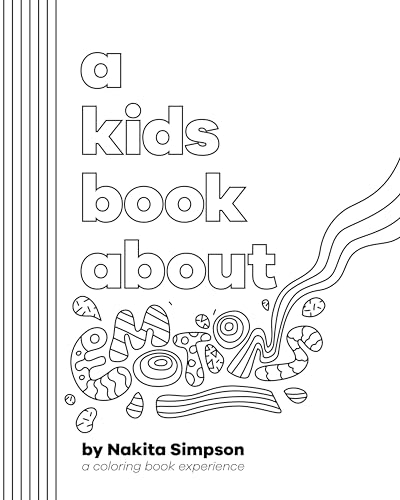 Black and white book cover with text and abstract emotional doodles.