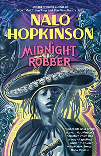 Book cover: woman in wide-brimmed hat with skulls, colorful swirls.