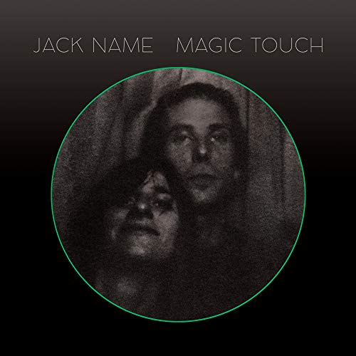 Vinyl record with black cover featuring a circular image of two people's faces.