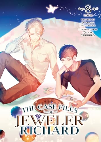Two men sit on the floor playing a board game on a book cover.