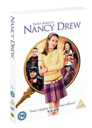 White DVD case with "Nancy Drew" title, featuring Emma Roberts as the main character.