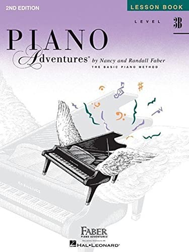 Piano Adventures Level 3B lesson book cover featuring a grand piano with wings.