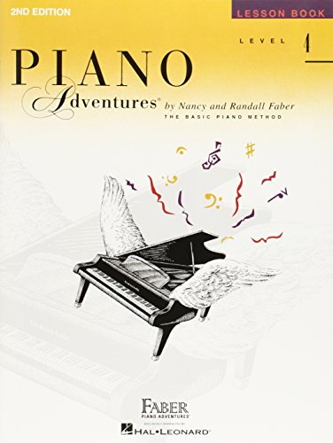 Cover of Piano Adventures Level 4 Lesson Book showing a grand piano with wings.