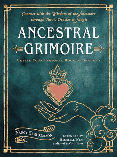 Book cover with gold lettering, a heart, and a hand on teal textured background.