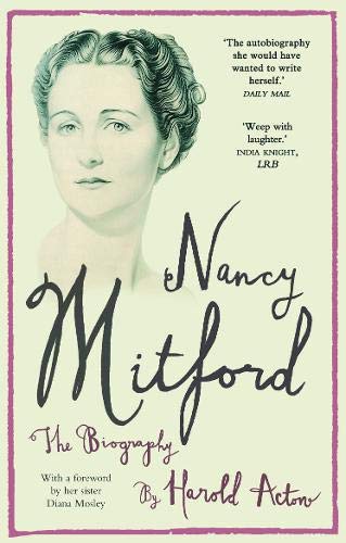 Book cover featuring a portrait of Nancy Mitford with cursive title text.