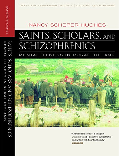 Book cover: "Saints, Scholars, and Schizophrenics" with a crowd scene.