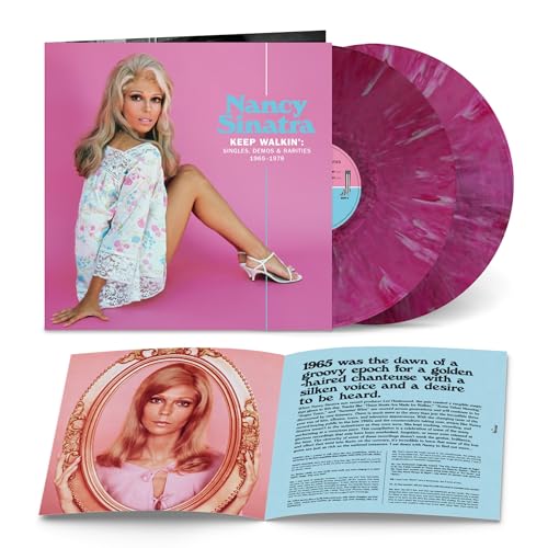 Nancy Sinatra album cover and pink vinyl records with inner sleeve details.