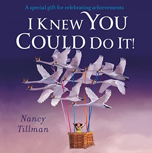 Book cover with flying swans lifting a basket containing a person.