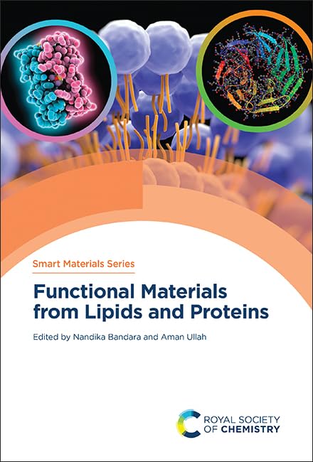 Book cover depicting molecular structures and the title "Functional Materials from Lipids and Proteins".