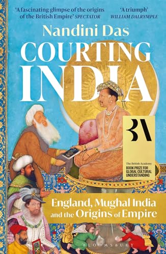 Book cover: “Courting India” with Mughal figures and ornate details.