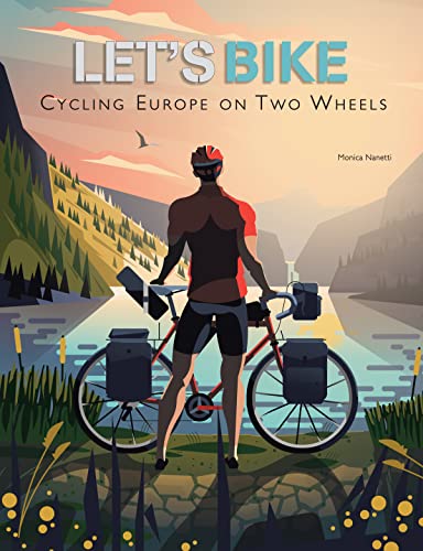 Book cover: cyclist with a loaded bike overlooks a European landscape.