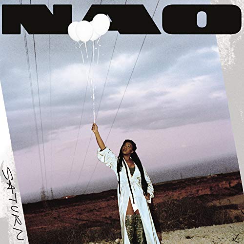 Nao album cover: woman releasing white balloons into a cloudy sky.