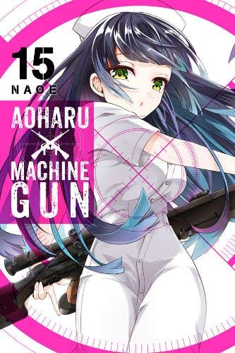 Manga cover with a young woman holding a machine gun, volume 15.