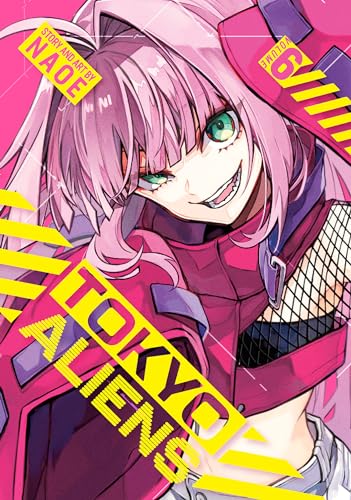 Manga cover: pink-haired woman with green eyes, futuristic clothing, and bold text.