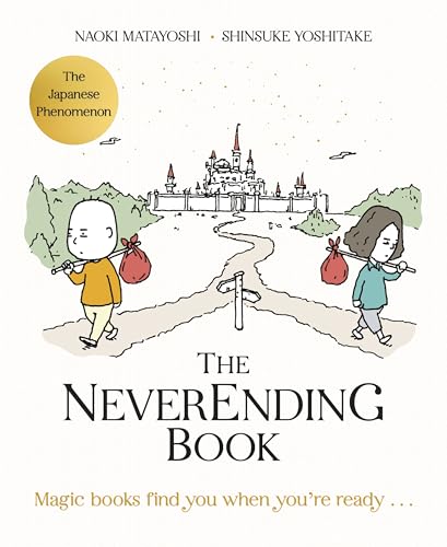 Book cover: two figures walking toward a castle in a whimsical landscape.