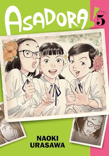 Asadora!" manga volume 5 cover with three young girls and floral accents.