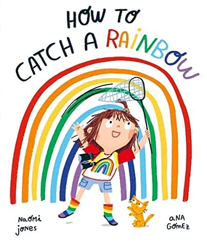 Colorful children's book cover with rainbow and possibly whimsical illustrations of catching or clouds.
