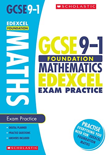 Edexcel GCSE Foundation Maths exam practice book, blue and yellow cover.