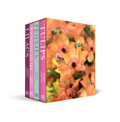 Boxset of three books featuring colorful photographs of flowers.