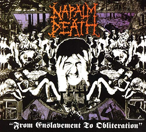 Napalm Death album cover: distressed, monochrome illustration of figures and skulls.