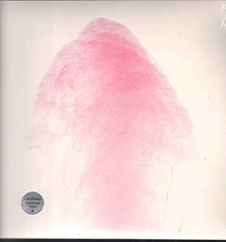 Vinyl record cover with abstract pink cloud-like shape and sticker.