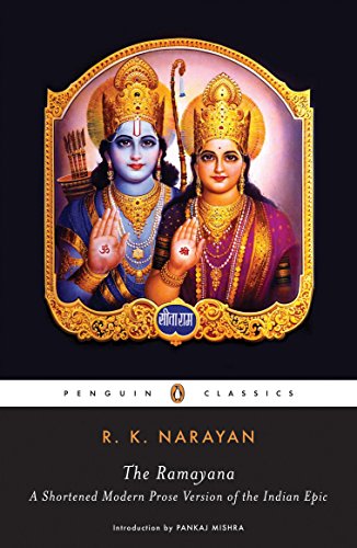 Book cover featuring an ornate illustration of Rama and Sita against a black background.