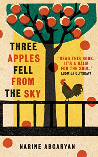 Book cover illustration of a tree with red apples, a rooster, and text.